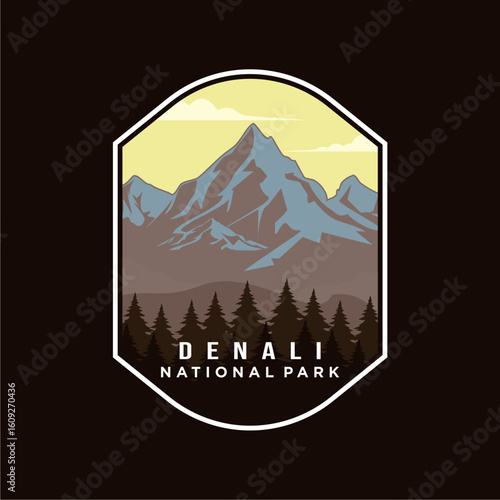 Denali National Park patch logo vector illustration