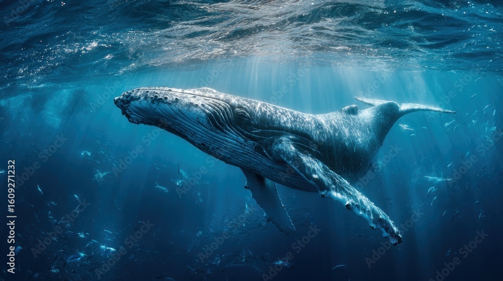 Fototapeta premium Majestic Humpback Whale Underwater