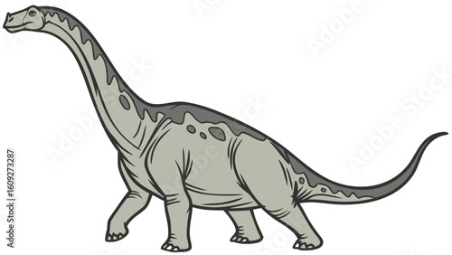Illustration of a brachiosaurus dinosaur long neck sauropod jurassic period prehistoric animal herbivore drawing