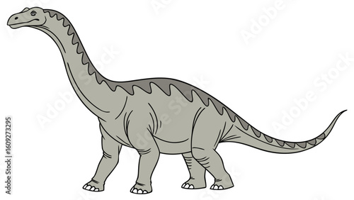 Cartoon brachiosaurus illustration for kids dinosaur drawing long neck sauropod fossil prehistoric era vector