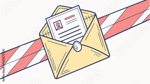 Illustration of open envelope with letter for email marketing and direct mail campaign strategy concept