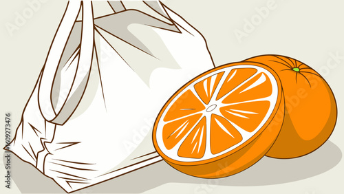 Fresh oranges in a bag healthy fruit vitamin c citrus food grocery shopping market produce organic diet 100