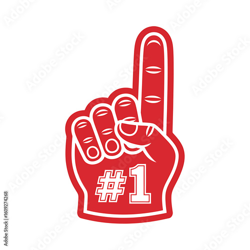 Red foam finger mascot logo design