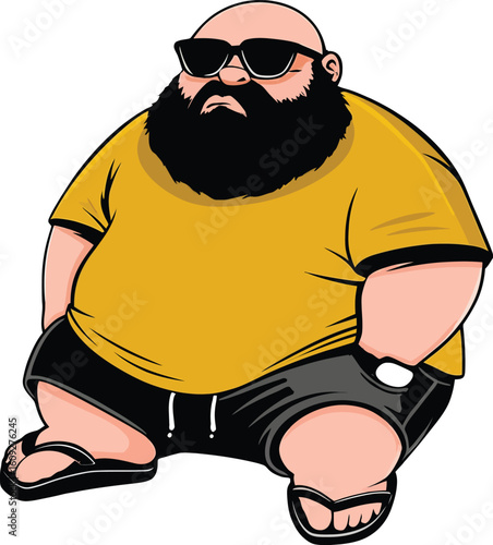 Cool Bearded Man Cartoon Mascot in Sunglasses Vector Character