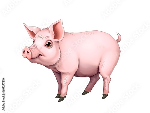 pink pig on white background