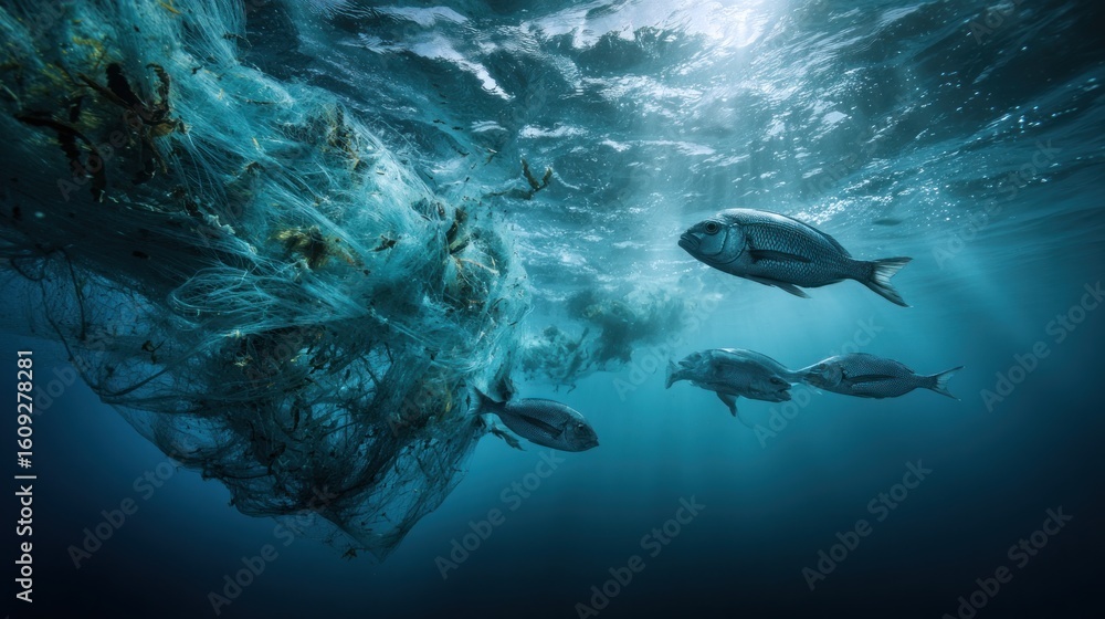 Obraz premium Oceanic Pollution: A Silent Threat to Marine Life