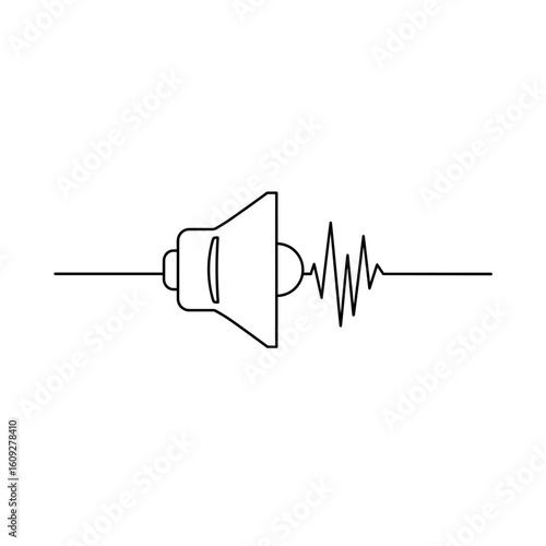 Sound speaker icon with audio wave illustration in minimalist style  