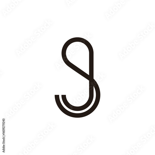 letter sj simple linked geometric lines logo vector