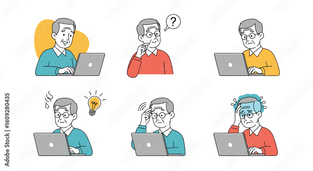 Fototapeta premium Expressing diverse human emotions and reactions while working on a computer