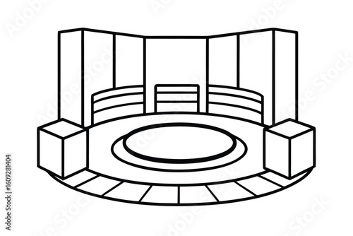 Room With Circular Seating And Abstract Centerpiece
