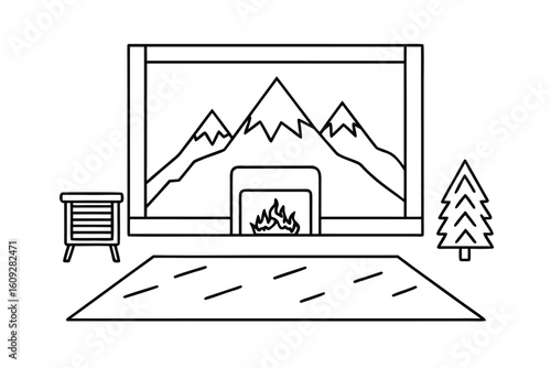 Mountain View Room With Fireplace And Cozy Seating
