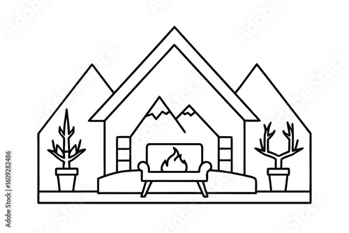 Mountain Chalet Living Room With Antler Decor