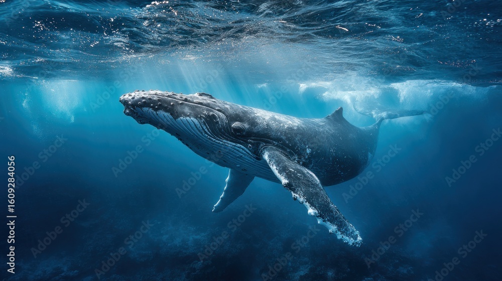 Obraz premium Majestic Humpback Whale Underwater