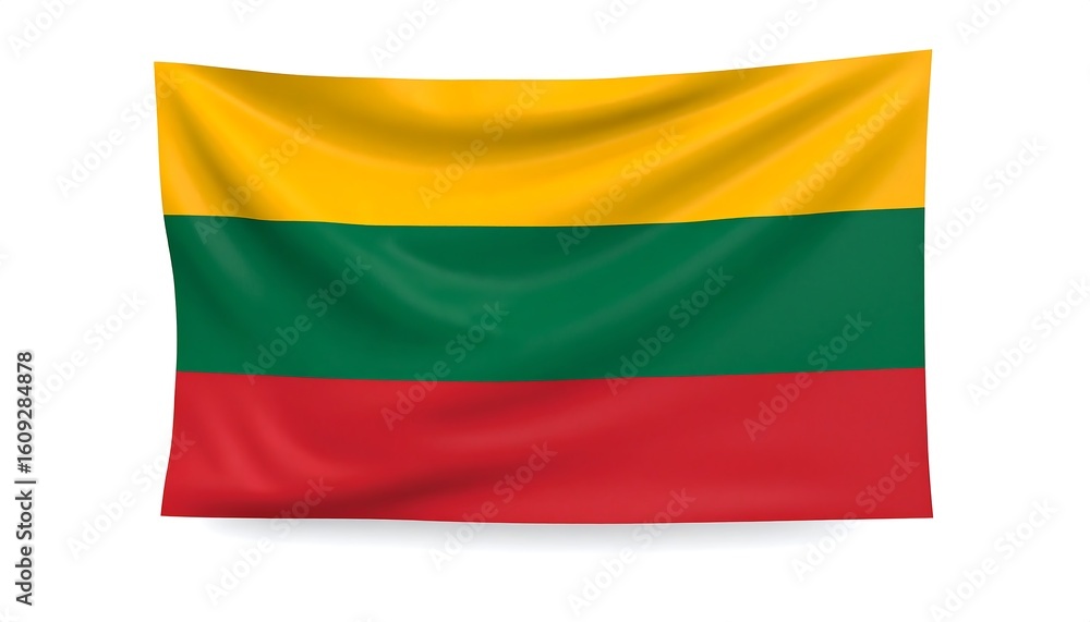 Naklejka premium Hanging Lithuanian flag, draped
