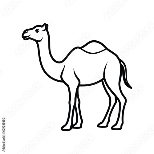 A camel line art vector illustration on white background