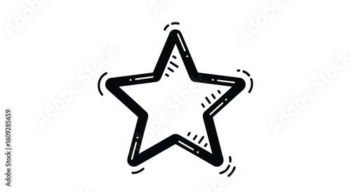 A hand drawn sketch of a five pointed star with wavy lines emanating from its points suggesting movement or energy