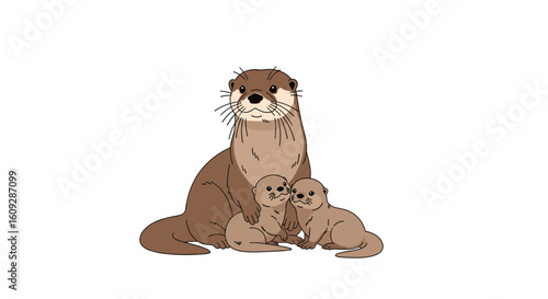 Adorable otter family cuddles together in a sweet moment of wildlife