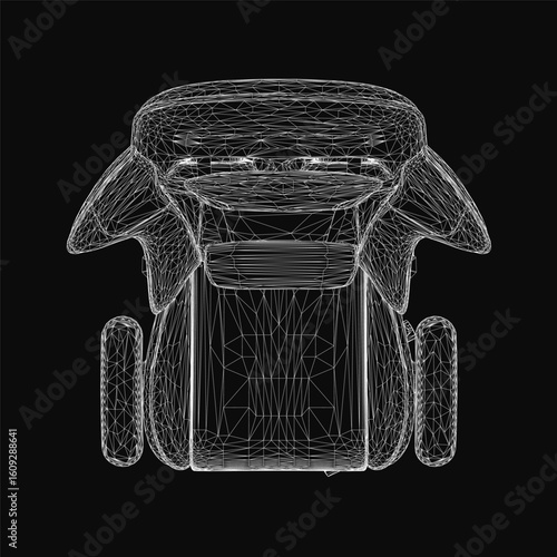 Ergonomic gaming chair with a sleek black and white wireframe design, featuring a high backrest, adjustable armrests, and plush cushion made from premium materials for long gaming sessions.