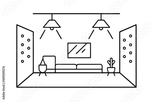 Living Room With Wall Art Grid And Greenery