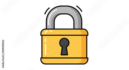 A secure yellow padlock with a silver shackle symbolizing safety protection and privacy for digital information and personal belongings
