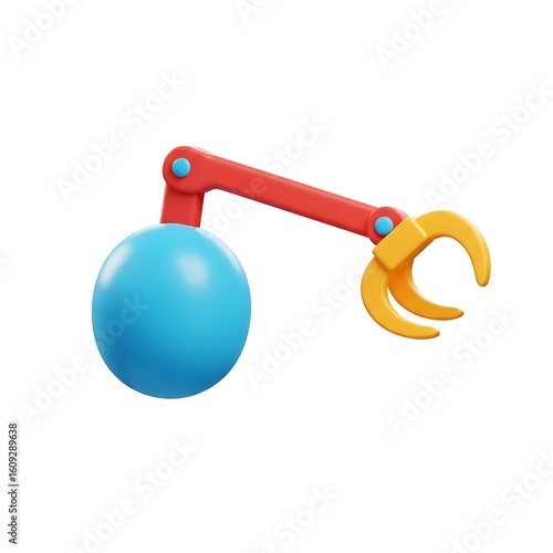 3D red and blue demolition claw icon