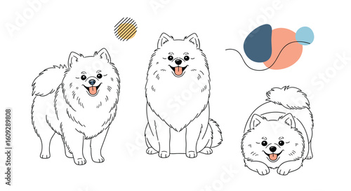 Adorable fluffy white dogs playing with colorful yarn balls adorable companions enjoying playtime together
