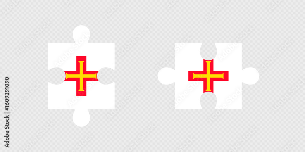 Obraz premium Puzzle Pieces with Guernsey Flag.