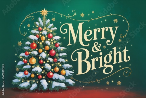 christmas greeting card with christmas tree