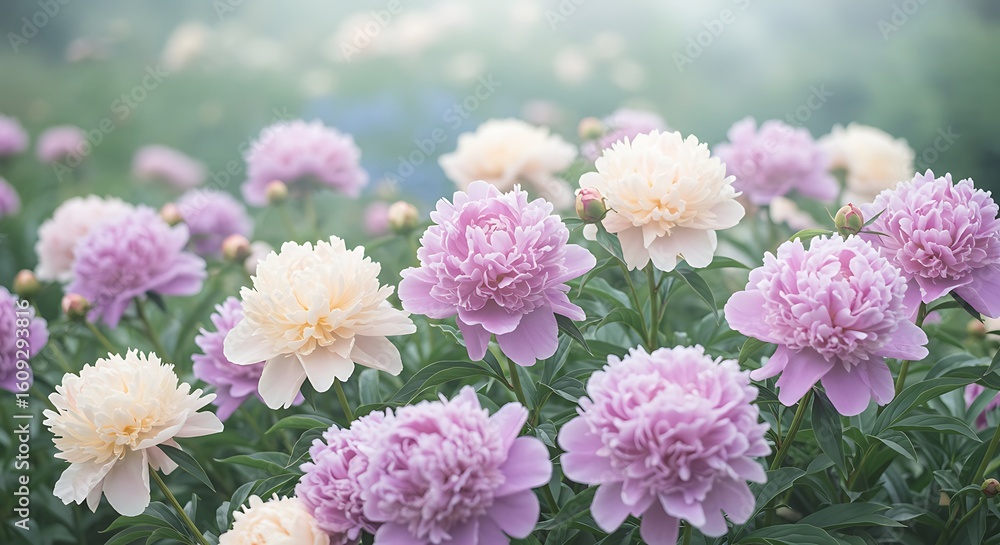 Garden of Pink and White Flowers Garden of Pink and White Flowers