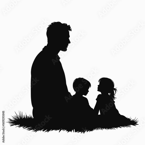 Man reading aloud to family shown in silhouette, where father is sharing stories with children. Family reading together creates cherished bonding moments,