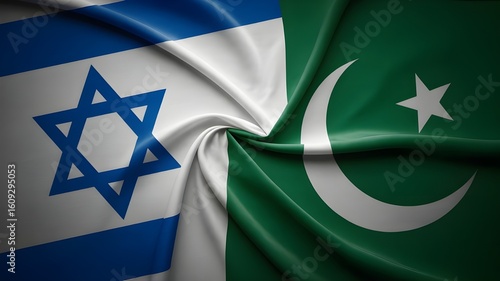 Woven Flags of Israel and Pakistan blue white