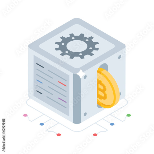 A captivating isometric style icon of crypto management