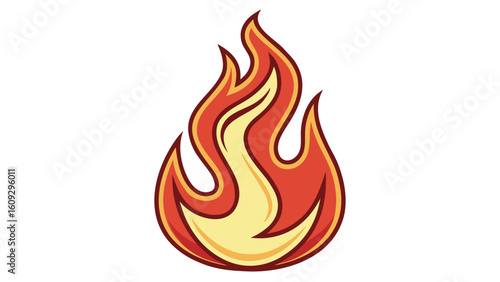 Stylized cartoon flame with red yellow and orange colors fire heat
