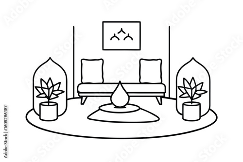 Living Room With Meditation Area And Soft Cushions