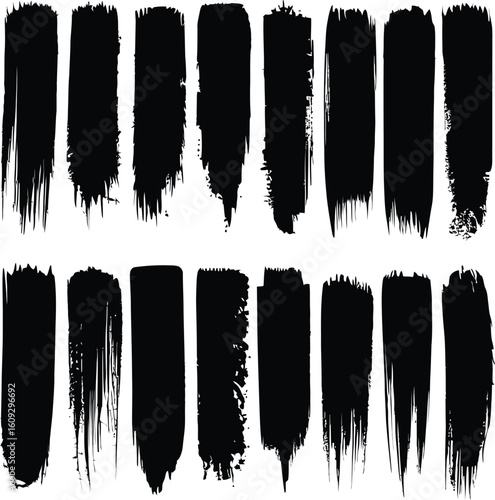Vertical Black Grunge Brush Stroke Pack
