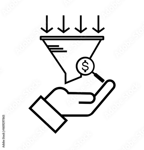 vector illustration of a man holding a sales funnel