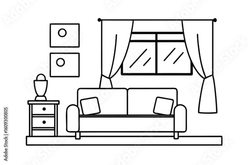 Living Room Interior Vector Background With Furniture