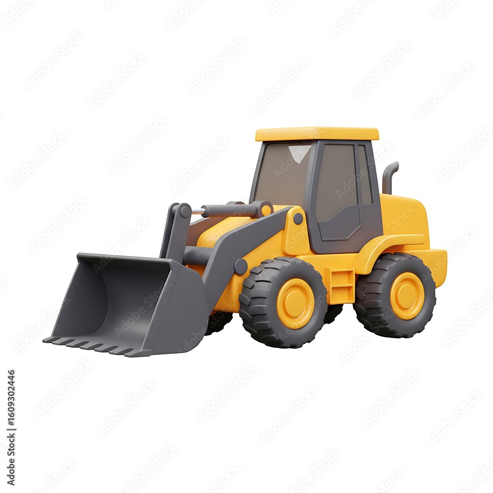 Fototapeta premium 3D yellow bulldozer construction toy