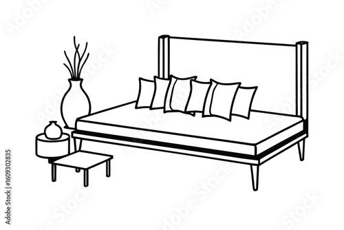 Daybed Style Room With Large Pillows And Coffee Table