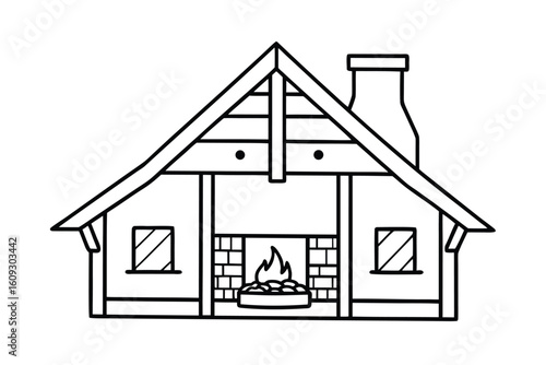 Cottage Style Room With Fireplace And Rocking Chair