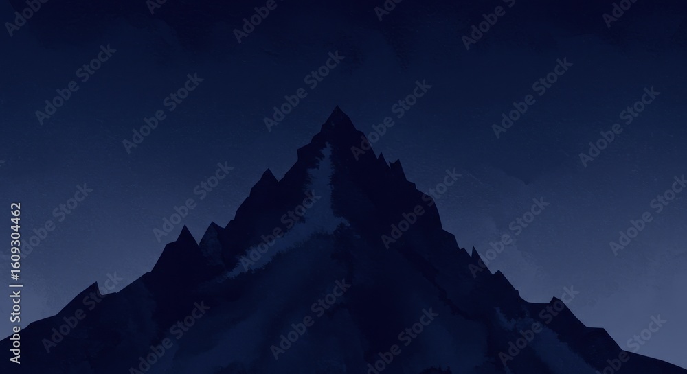 Fototapeta premium Dark sharp mountain peak against a night sky