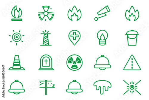 Comprehensive collection of graphic symbols representing critical situations safety measures and urgent assistance needs designed for clear communication and visual alerts