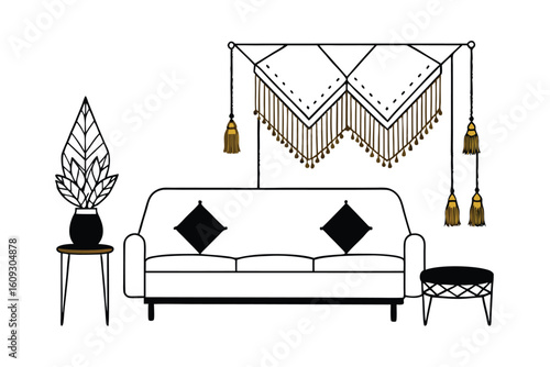 Boho Glam Living Room With Gold Accents