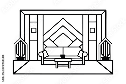 Art Deco Style Living Room With Geometric Patterns