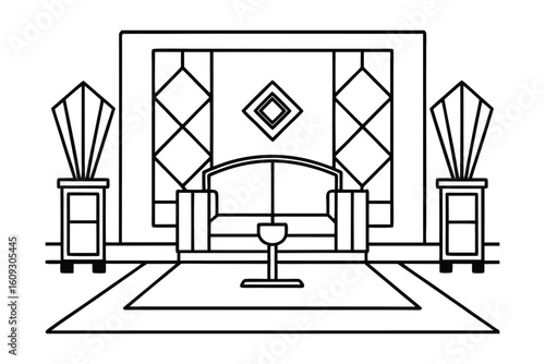 Art Deco Style Living Room With Geometric Patterns