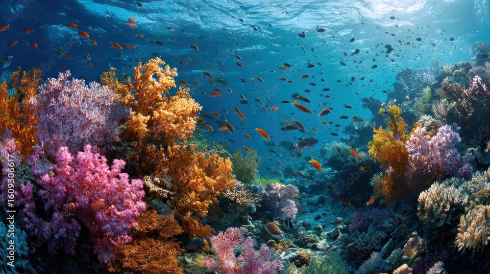 Fototapeta premium Vibrant Underwater Coral Reef Paradise