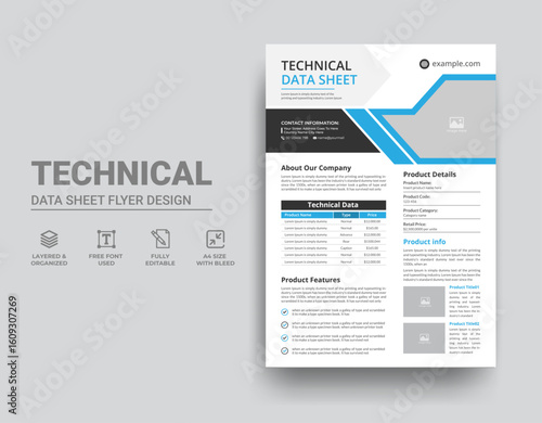 Technical Data Sheet Flyer Template Design	