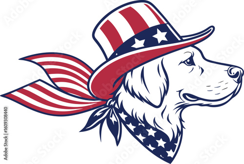 Uncle Sam hat and Fourth of July vector illustration with a tribal animal design