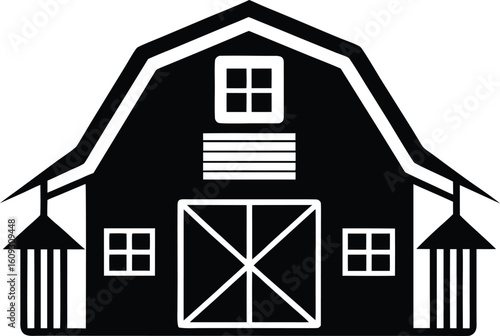 barn garage icon,Barn  black silhouette vector illustration