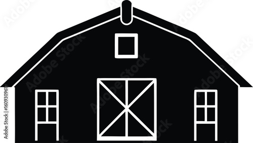 barn garage icon,Barn  black silhouette vector illustration